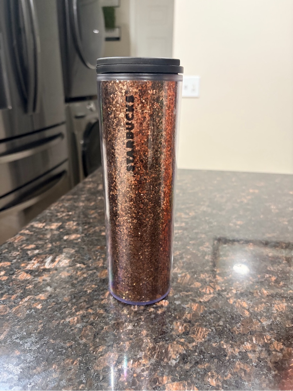Starbucks Copper Glitter Travel Tumbler with Black Lid